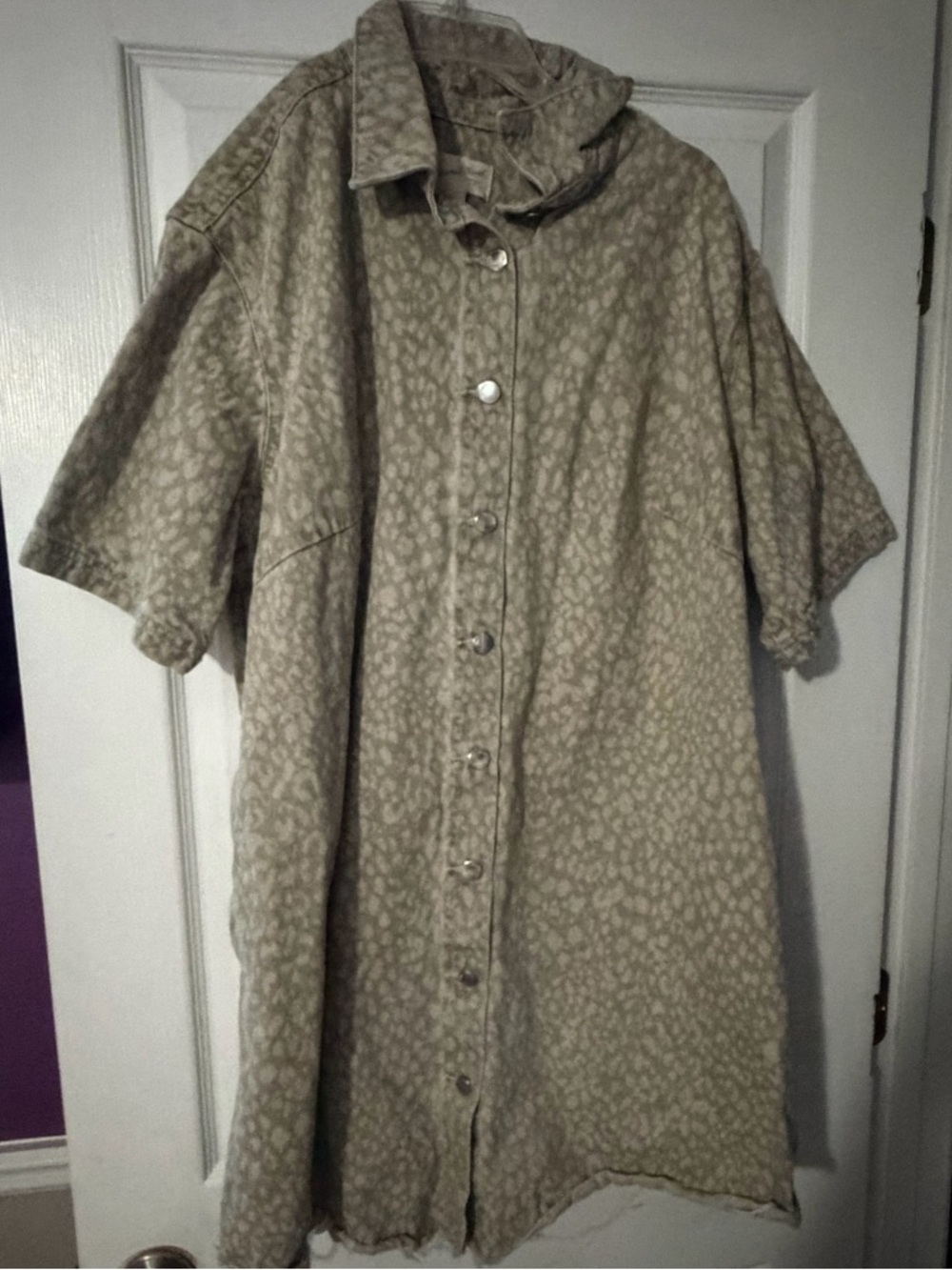Universal Thread Beige Animal Print Button-Down Dress